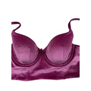 Victorias Secret Body Velvet Corset 34D Pink Bustier Bra Whimsigoth Sparkle Goth